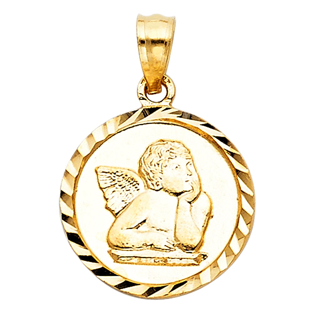 14KY ANGEL PENDANT: 14KY Angel Pendant Type: Pendant Material Type: 14k Gold Material Color: Yellow Avg. Weight: 1.28 Gr. Size: Height : 15 mm,Width : 15 mm Accessories: None Notice: When purchasing pre-owned