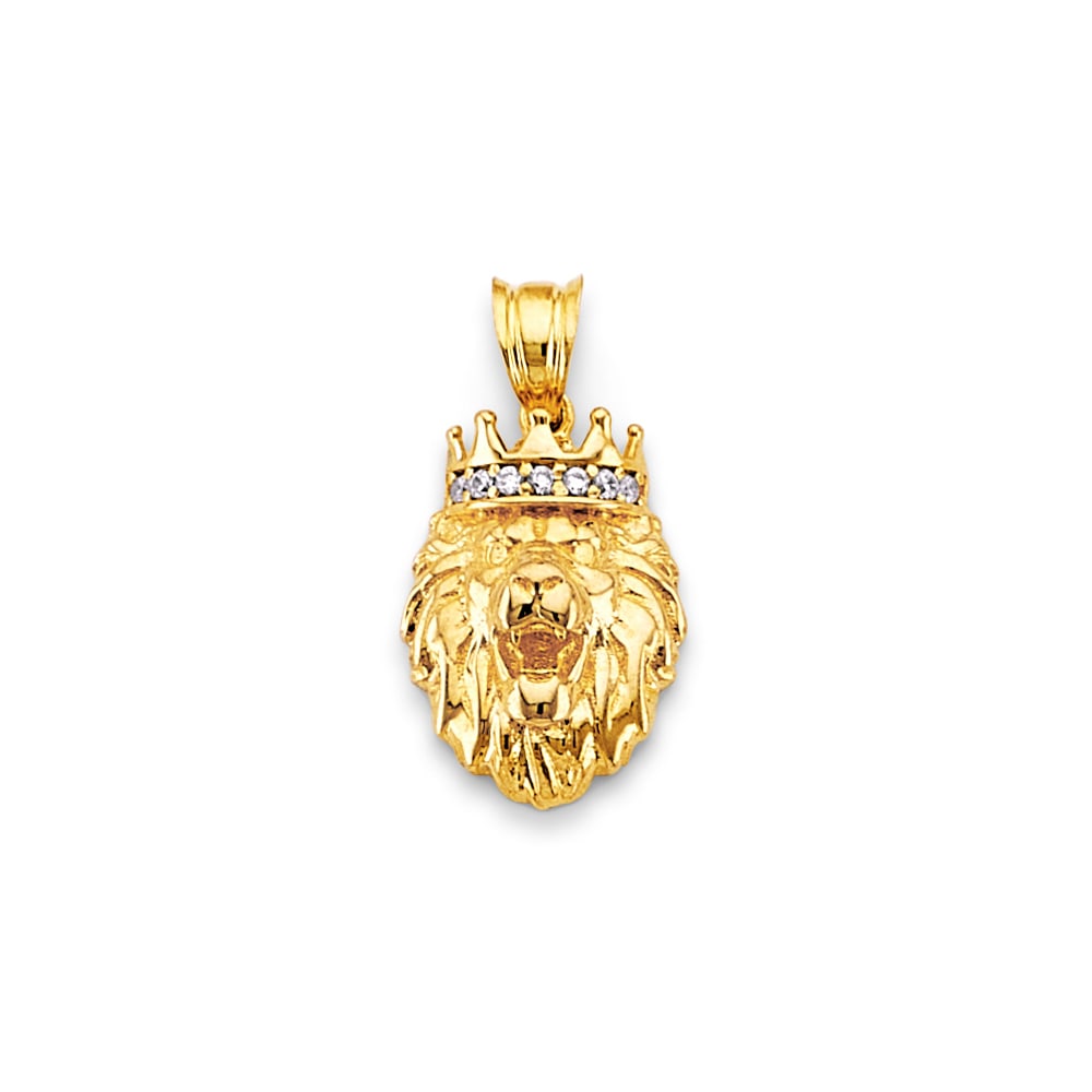 14KY CZ SMALL LION FACE PENDANT: 14KY CZ Small Lion Face Pendant Type: Pendant Material Type: 14k Gold Material Color: Yellow Avg. Weight: 1.38 Gr. Size: Height : 20 mm, Width : 10 mm Accessories: None Notice: When purcha