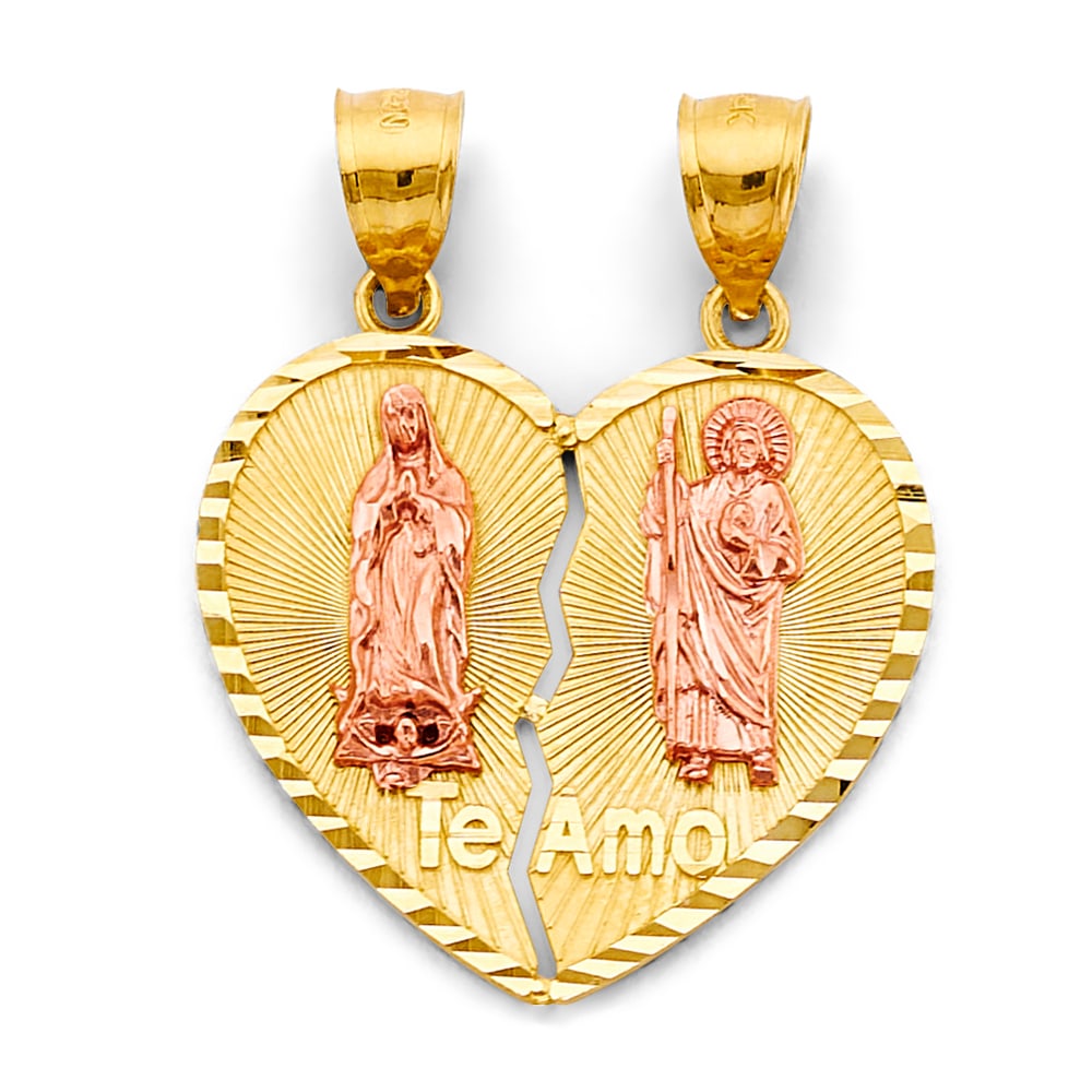14K 2T HEART TE AMO PENDANT: 14K 2T Heart Te Amo Pendant Type: Pendant Material Type: 14k Gold Material Color: Two Tone Avg. Weight: 6.29 Gr. Size: Height : 35 mm, Width : 30 mm Accessories: None Notice: When purchasi