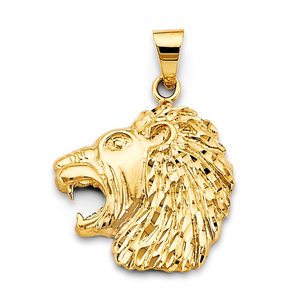 14KY LION FACE PENDANT: 14KY Lion Face Pendant Type: Pendant Material Type: 14k Gold Material Color: Yellow Avg. Weight: 4.8 Gr. Size: Height : 35 mm, Width : 25 mm Accessories: None Notice: When purchasing pre-o