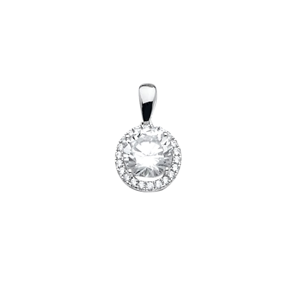 14KW CZ PENDANT/SET: 14KW CZ Pendant/Set Type: Pendant Material Type: 14k Gold Material Color: White Avg. Weight: 0.92 Gr Size: Height : 14 mm, Width : 9 mm Accessories: None Notice: When purchasing pre-owned