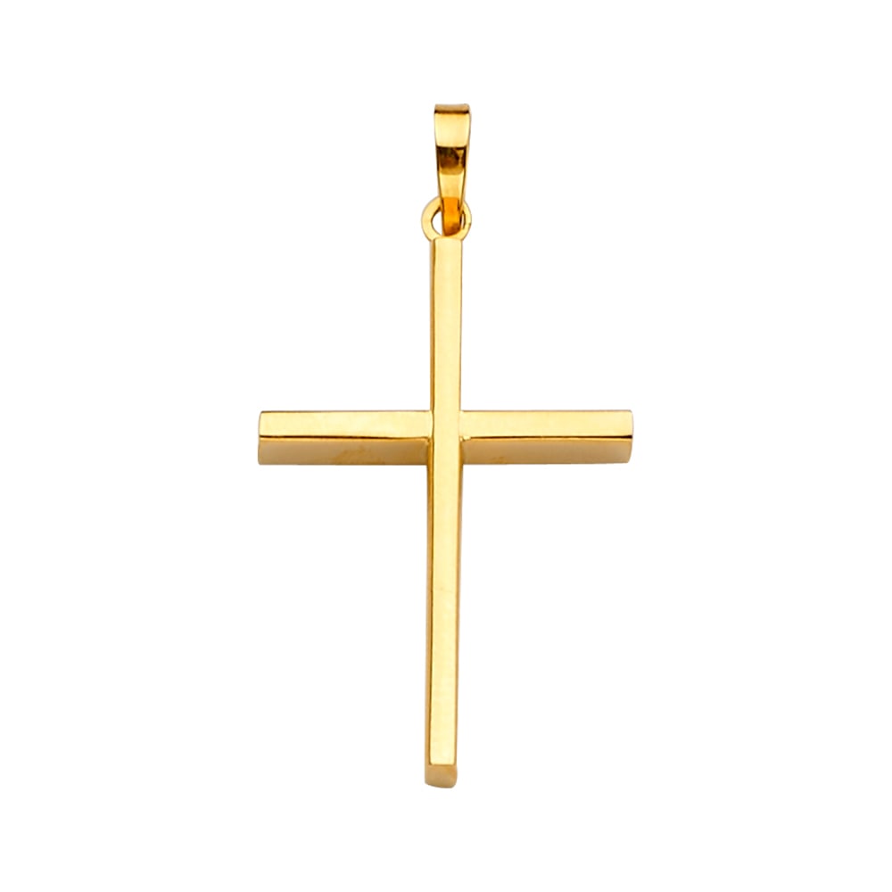 14KY CROSS PENDANT: 14KY Cross Pendant Type: Pendant Material Type: 14k Gold Material Color: Yellow Avg. Weight: 1.16 Gr. Size: Height : 35 mm,Width : 19 mm Accessories: None Notice: When purchasing pre-owned