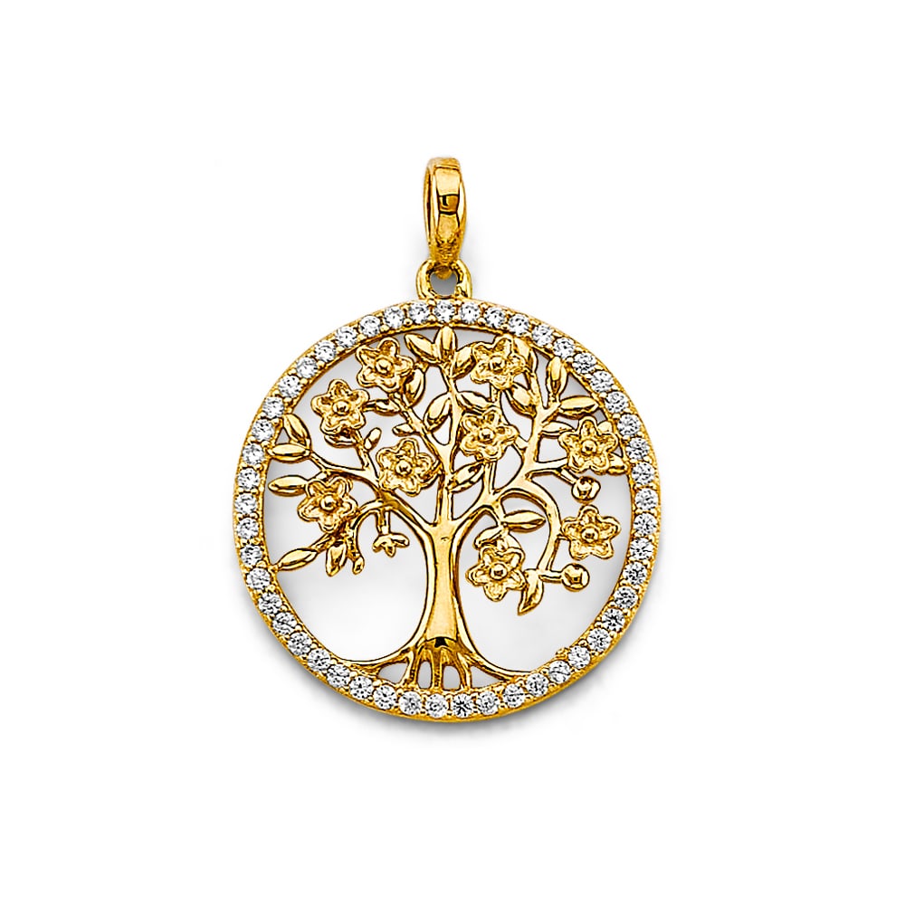 14K 2T ROUND TREE OF LIFE PENDANT: 14K 2T Round Tree of Life Pendant Type: Pendant Material Type: 14k Gold Material Color: Two Tone Avg. Weight: 2.62 Gr. Size: Height : 25 mm, Width : 20 mm Accessories: None Notice: When pu
