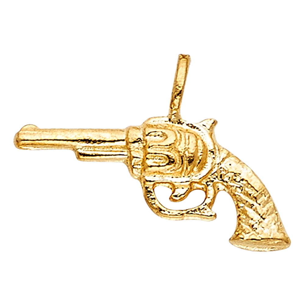 14KY PISTOL GUN PENDANT: 14KY Pistol Gun Pendant Type: Pendant Material Type: 14k Gold Material Color: Yellow Avg. Weight: 1.64 Gr. Size: Height : 10 mm,Width : 21 mm Accessories: None Notice: When purchasing pre-owned