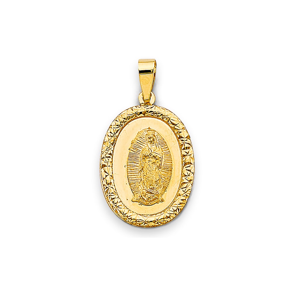 14KY RELIGIOUS PENDANT: 14KY Religious Pendant Type: Pendant Material Type: 14k Gold Material Color: Yellow Avg. Weight: 1.53 Gr. Size: Height : 25 mm, Width : 13 mm Accessories: None Notice: When purchasing pre-owned