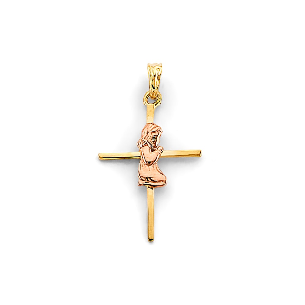 14K 2T GIRL FIRST COMMUNION CROSS PENDANT (1 of 4)