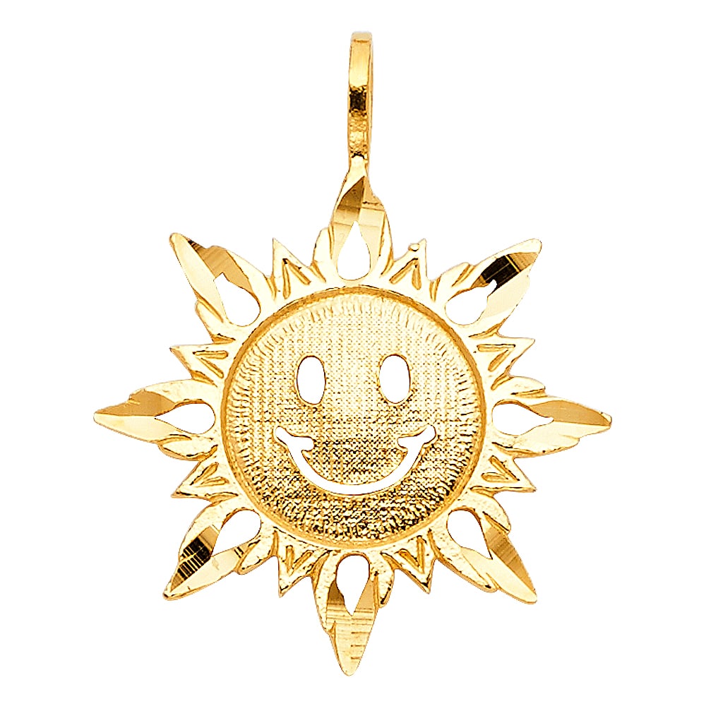 14KY SUN PENDANT: 14KY Sun Pendant Type: Pendant Material Type: 14k Gold Material Color: Yellow Avg. Weight: 1.17 Gr. Size: Height : 20 mm,Width : 20 mm Accessories: None Notice: When purchasing pre-owned g