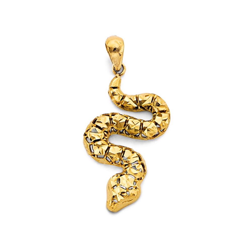 14KY SNAKE PENDANT: 14KY Snake Pendant Type: Pendant Material Type: 14k Gold Material Color: Yellow Avg. Weight: 1.66 Gr Size: Height : 30 mm, Width : 15 mm Accessories: None Notice: When purchasing pre-owned goods,