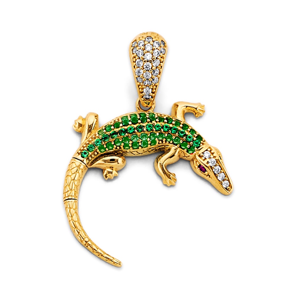14K 2T CZ LIZAROUND PENDANT: 14K 2T CZ LizaRound Pendant Type: Pendant Material Type: 14k Gold Material Color: Two Tone Avg. Weight: 2.58 Gr. Size: Height : 30 mm, Width : 25 mm Accessories: None Notice: When purchasi
