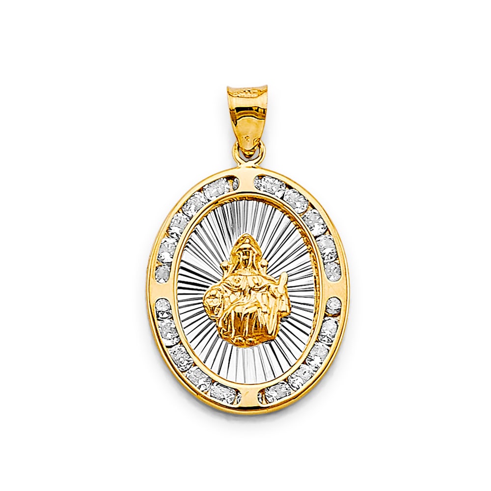 14K 2T CZ OVAL SANTO NINO DE ATOCHA PENDANT (1 of 5)