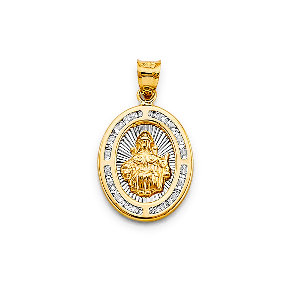 14K 2T CZ OVAL SANTO NINO DE ATOCHA PENDANT (1 of 5)