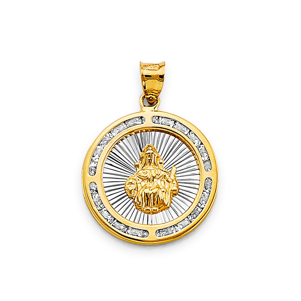14K 2T CZ RND SANTO NINO DE ATOCHA PENDANT (1 of 5)
