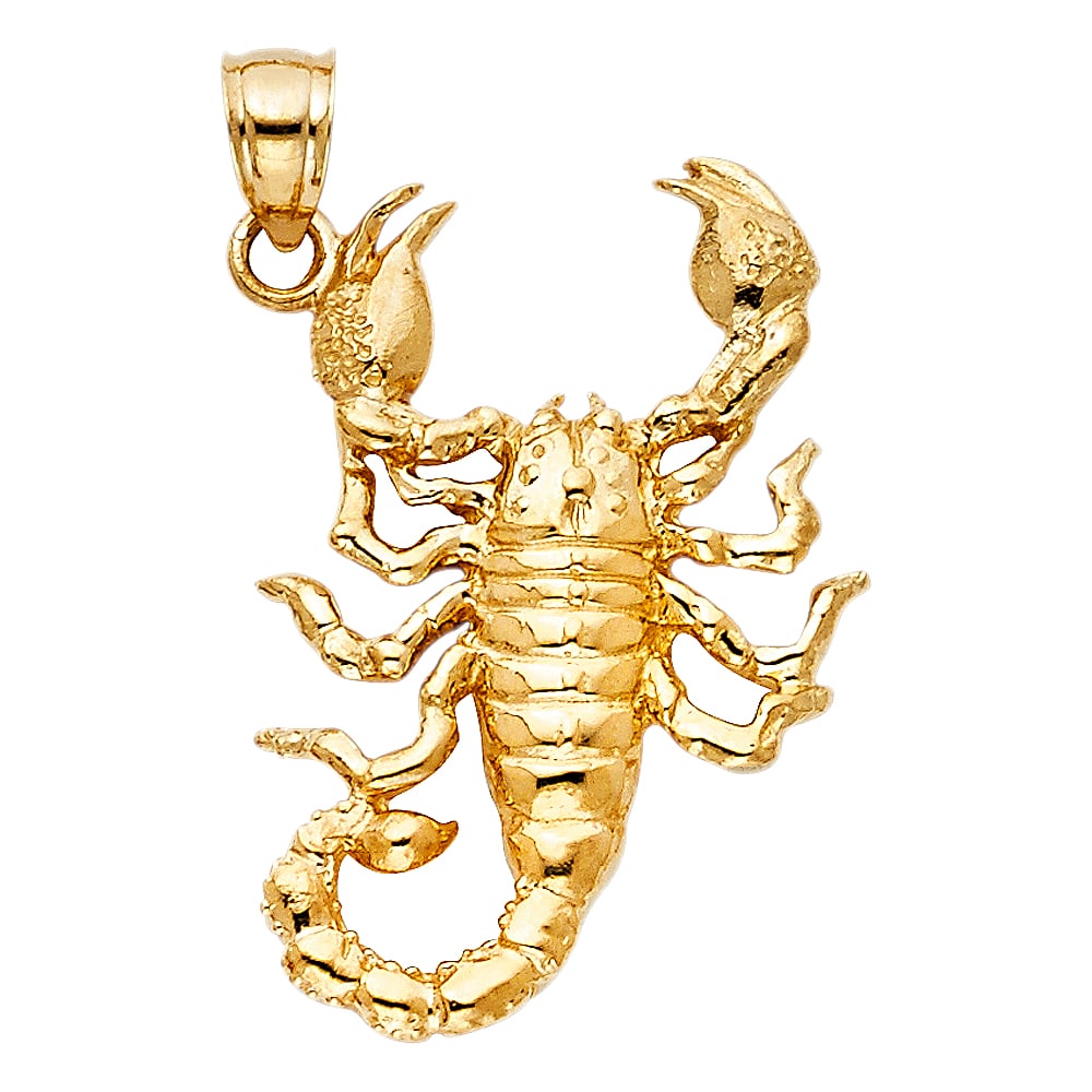 14KY SCORPION PENDANT: 14KY Scorpion Pendant Type: Pendant Material Type: 14k Gold Material Color: Yellow Avg. Weight: 3.4 Gr. Size: Height : 30 mm,Width : 20 mm Accessories: None Notice: When purchasing pre-owned goods,