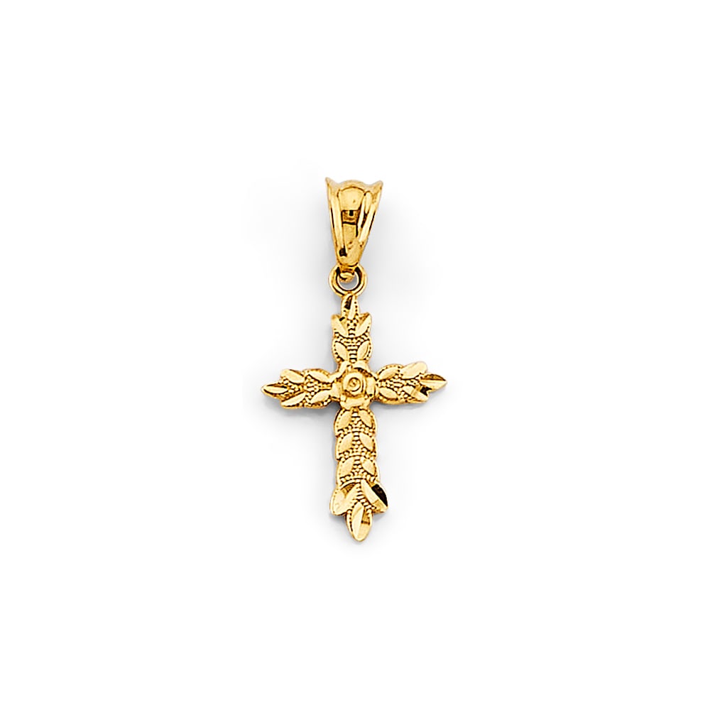 14KY CROSS PENDANT: 14KY Cross Pendant Type: Pendant Material Type: 14k Gold Material Color: Yellow Avg. Weight: 0.51 Gr. Size: Height : 20 mm, Width : 10 mm Accessories: None Notice: When purchasing pre-owned goods,