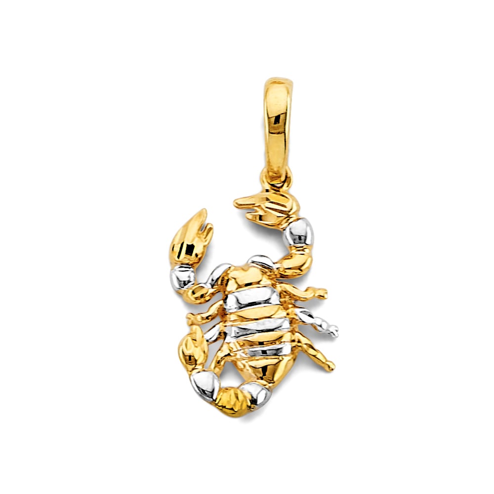 14K 2T SCORPION PENDANT: 14K 2T Scorpion Pendant Type: Pendant Material Type: 14k Gold Material Color: Two Tone Avg. Weight: 2.16 Gr. Size: Height : 30 mm, Width : 15 mm Accessories: None Notice: When purchasing pre-owned