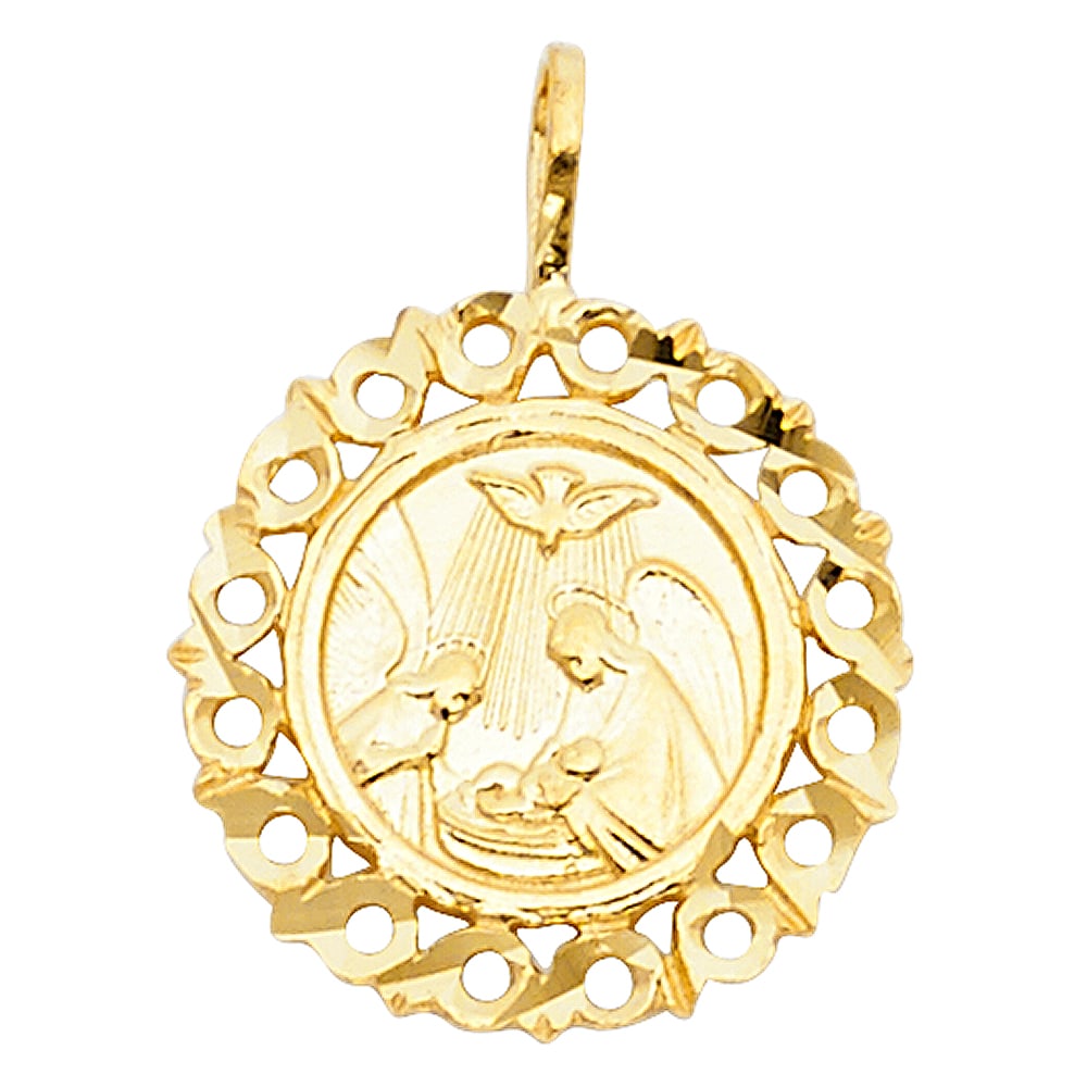 14KY BAPTISM PENDANT: 14KY Baptism Pendant Type: Pendant Material Type: 14k Gold Material Color: Yellow Avg. Weight: 0.79 Gr. Size: Height : 15 mm,Width : 15 mm Accessories: None Notice: When purchasing pre-owned goods,