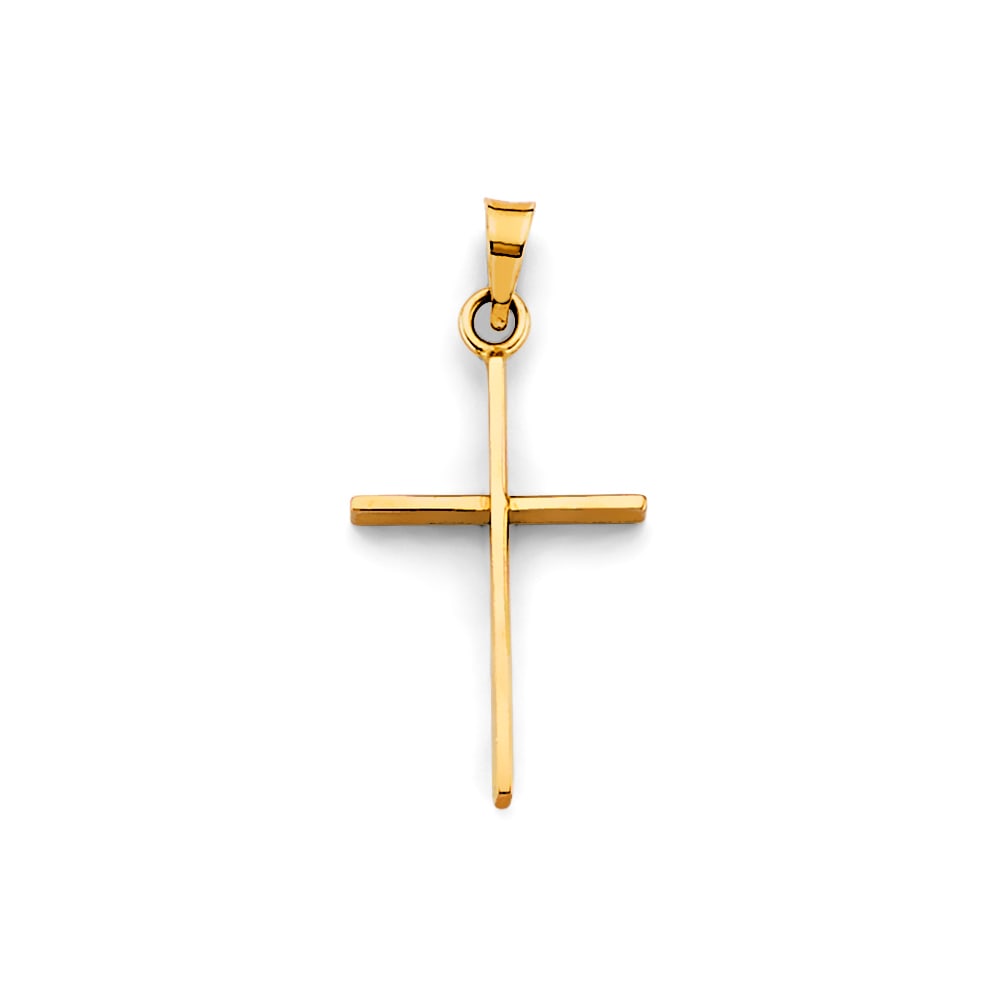 14KY CROSS PENDANT: 14KY Cross Pendant Type: Pendant Material Type: 14k Gold Material Color: Yellow Avg. Weight: 0.73 Gr. Size: Height : 25 mm, Width : 12 mm Accessories: None Notice: When purchasing pre-owned goods,
