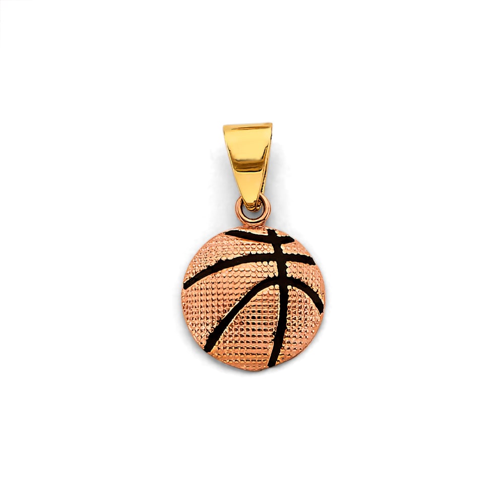 14K 2C BASKETBALL ENAMEL PENDANT: 14K 2C Basketball Enamel Pendant Type: Pendant Material Type: 14k Gold Material Color: Two Tone Avg. Weight: 0.9 Gr. Size: Height : 20 mm, Width : 12 mm Accessories: None Notice: When purchasing