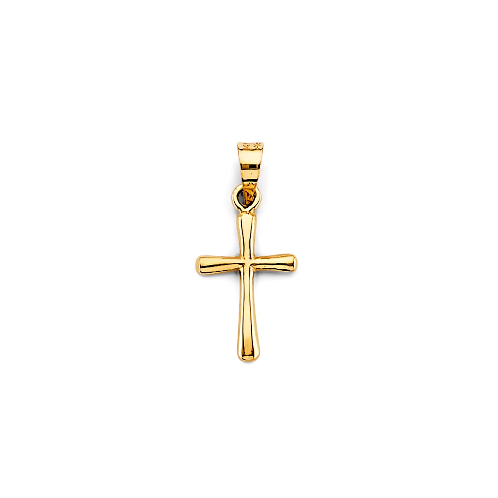 14KY SMALL CROSS PENDANT: 14KY Small Cross Pendant Type: Pendant Material Type: 14k Gold Material Color: Yellow Avg. Weight: 0.25 Gr. Size: Height : 18 mm, Width : 8 mm Accessories: None Notice: When purchasing pre-owned