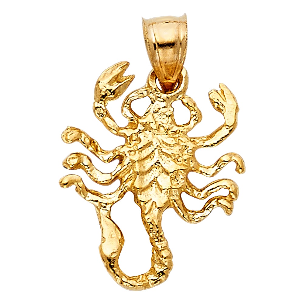 14KY SCORPION PENDANT: 14KY Scorpion Pendant Type: Pendant Material Type: 14k Gold Material Color: Yellow Avg. Weight: 1.73 Gr. Size: Height : 20 mm,Width : 15 mm Accessories: None Notice: When purchasing pre-owned goods,