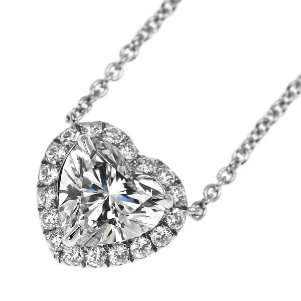 HARRY WINSTON PT950 HEART SHAPE DIAMOND PENDANT NECKLACE: Harry Winston Pt950 Heart Shape Diamond Pendant Necklace Brand: Harry Winston Type/Style: pendant necklace Material: Pt950, Main Stone Natural Color: Pt Size: Chain Length 42.5cm Accessories: None