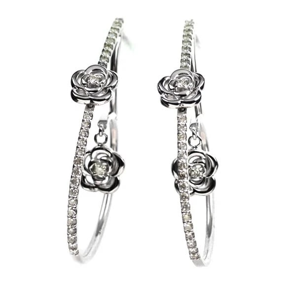 K18WG DIAMOND EARRINGS FLOWERBY: K18WG Diamond Earrings FlowerBY Brand: None Type/Style: piercing Material: K18WG, Main Stone Natural Color: WG Size: Length/Width/Diameter 36.7 Accessories: None Accessories Notice: When purchasing