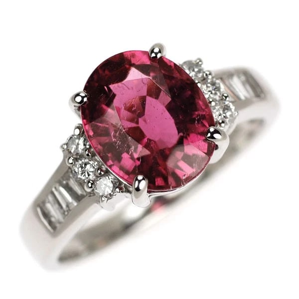 PT900 RUBELLITE DIAMOND RING: Pt900 Rubellite Diamond Ring Brand: None Type/Style: Ring Material: Pt900, Main Stone Natural Color: None Size: 6.25 - 6.5 US Accessories: None Accessories Notice: When purchasing pre-owned goods,