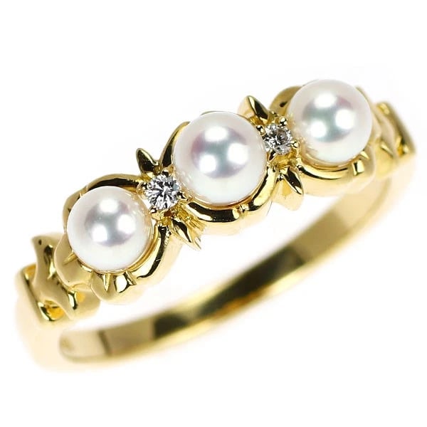 MIKIMOTO K18YG AKOYA BABY PEARL DIAMOND RING: Mikimoto K18YG Akoya Baby Pearl Diamond Ring Brand: Mikimoto Type/Style: Ring Material: K18YG, Main Stone Natural Color: YG Size: 5.5 - 5.75 US Accessories: None Accessories Notice: When purchasing