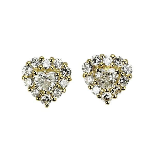 K18YG/WG HEART SHAPE DIAMOND EARRINGS: K18YG/WG Heart Shape Diamond Earrings Brand: None Type/Style: piercing Material: K18YG /K18WG, Main Stone Natural Color: YG/WG Size: Length/Width/Diameter 7.6 Accessories: None Accessories Notice: