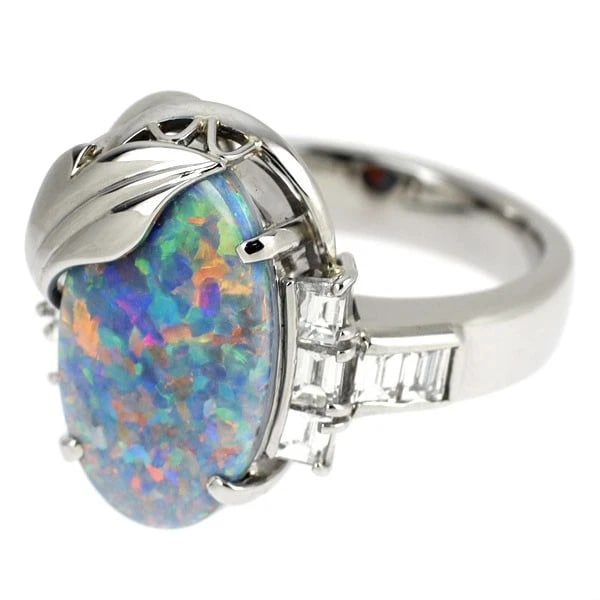 PT900 BLACK OPAL DIAMOND RING - 2