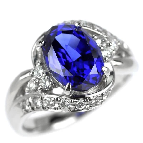 CRESCENVEIL PT950 RECRYSTALLIZED SAPPHIRE DIAMOND RING: Crescenveil Pt950 Recrystallized Sapphire Diamond Ring Brand: None Type/Style: Ring Material: Pt900, Main Stone Natural Color: None Size: 7.25 US Accessories: None Accessories Notice: When purchasing