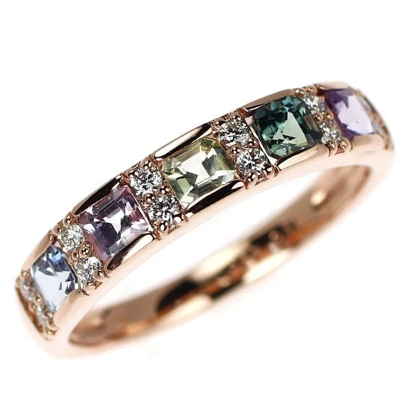 K18PG MULTICOLOR SAPPHIRE DIAMOND RING: K18PG Multicolor Sapphire Diamond Ring Brand: None Type/Style: Ring Material: K18PG, Main Stone Sapphire Color: PG Size: 6 US Accessories: None Accessories Notice: When purchasing pre-owned goods,