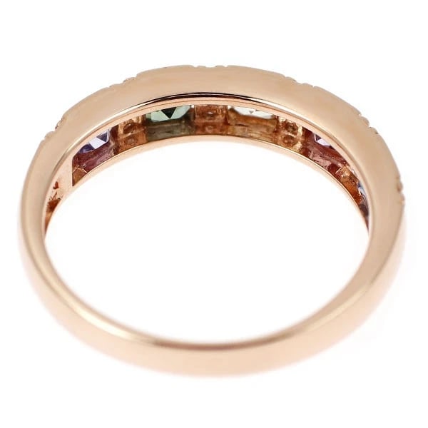 K18PG MULTICOLOR SAPPHIRE DIAMOND RING - 2