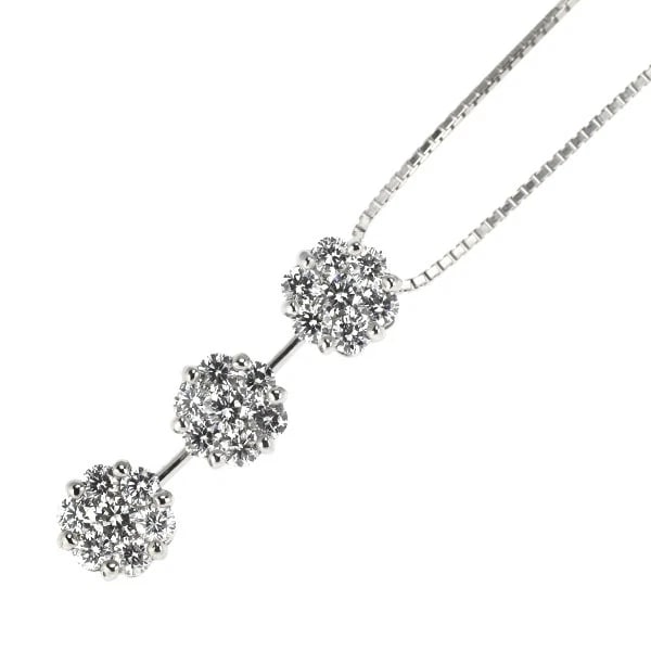 K18WG DIAMOND PENDANT NECKLACE: K18WG Diamond Pendant Necklace Brand: None Type/Style: pendant necklace Material: K18WG, Main Stone Natural Color: WG Size: Chain Length: 45.5cm Accessories: None Accessories Notice: When purchasing