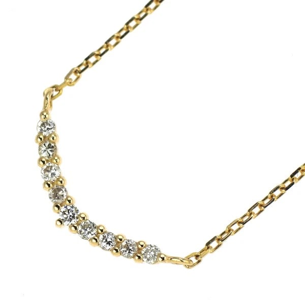 AGETE K18YG DIAMOND PENDANT NECKLACE: agete K18YG diamond pendant necklace Brand: Agete Type/Style: pendant necklace Material: K18YG, Main Stone Natural Color: YG Size: Chain Length 40cm Accessories: None Accessories Notice: When