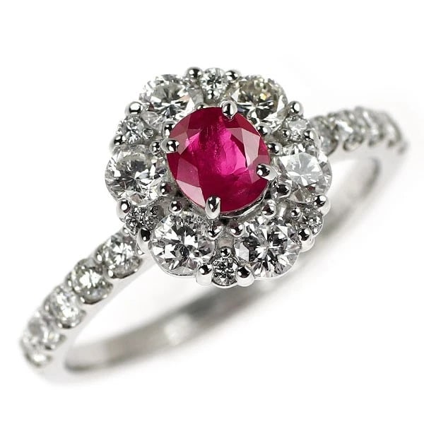 PT900 PIGEON BLOOD RUBY DIAMOND RING: Pt900 Pigeon Blood Ruby Diamond Ring Brand: None Type/Style: Ring Material: Pt900, Main Stone Ruby Color: Pt Size: 6 US Accessories: None Accessories Notice: When purchasing pre-owned goods, please
