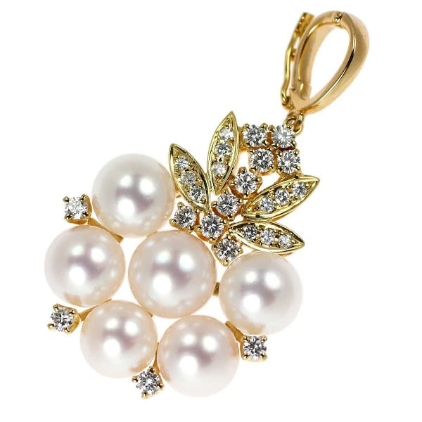 MIKIMOTO K18YG AKOYA PEARL DIAMOND PENDANT TOP: Mikimoto K18YG Akoya Pearl Diamond Pendant Top Brand: Mikimoto Type/Style: pendant top Material: K18YG, Main Stone Natural Color: YG Size: Length/Width/Diameter 40.6 Accessories: None Accessories