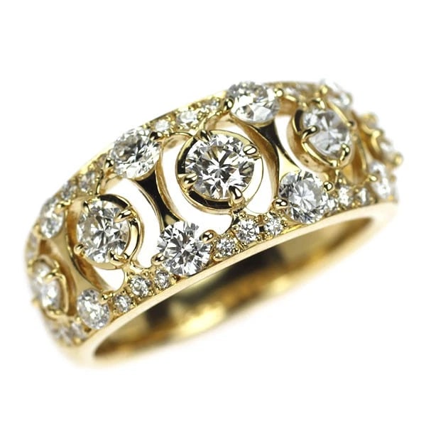 K18YG DIAMOND RING: K18YG Diamond Ring Brand: None Type/Style: Ring Material: K18YG, Main Stone Natural Color: YG Size: 6 US Accessories: None Accessories Notice: When purchasing pre-owned goods, please refer