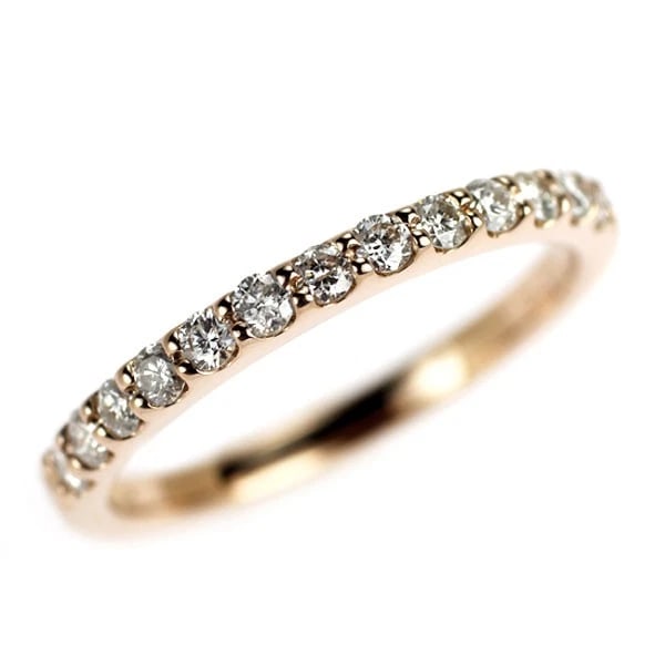 K18PG DIAMOND RING HALF ETERNITY: K18PG Diamond Ring Half Eternity Brand: None Type/Style: Ring Material: K18PG, Main Stone Natural Color: PG Size: 4.75 - 5 US Accessories: None Accessories Notice: When purchasing pre-owned goods,