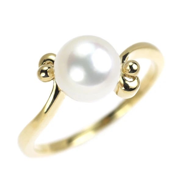 MIKIMOTO K18YG AKOYA PEARL RING: Mikimoto K18YG Akoya pearl ring Brand: Mikimoto Type/Style: Ring Material: K18YG, Main Stone Akoya pearl Color: YG Size: 4.75 - 5 US Accessories: None Accessories Notice: When purchasing pre-owned