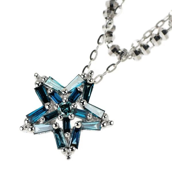 K18WG TREAT BLUE DIAMOND PENDANT NECKLACE: K18WG Treat Blue Diamond Pendant Necklace Brand: None Type/Style: pendant necklace Material: K18WG, Main Stone Natural Color: WG Size: Chain Length: 45cm Accessories: None Accessories Notice: When