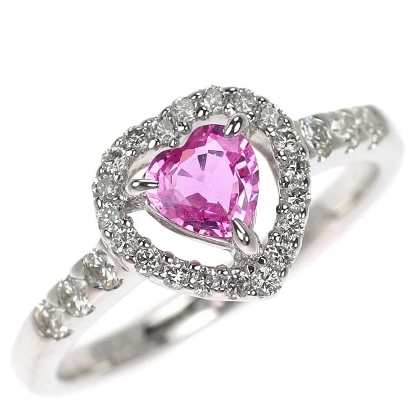 K18WG HEART SHAPE PINK SAPPHIRE DIAMOND RING (1 of 2)