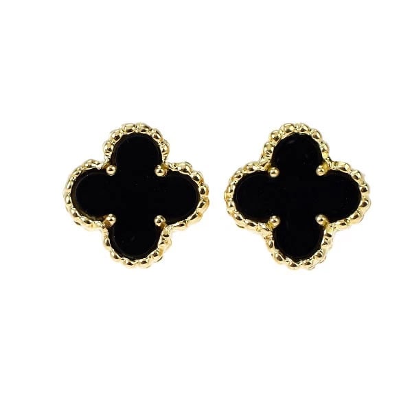 VAN CLEEF & ARPELS K18YG ONYX EARRINGS: Van Cleef & Arpels K18YG Onyx Earrings Brand: Van Cleef & Arpels Type/Style: piercing Material: K18YG, Color: YG Size: Length/Width/Diameter 8.0 Accessories: None Accessories Notice: When purchasing