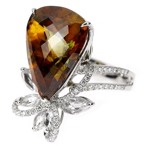 K18WG SPHENE DIAMOND RING - 2