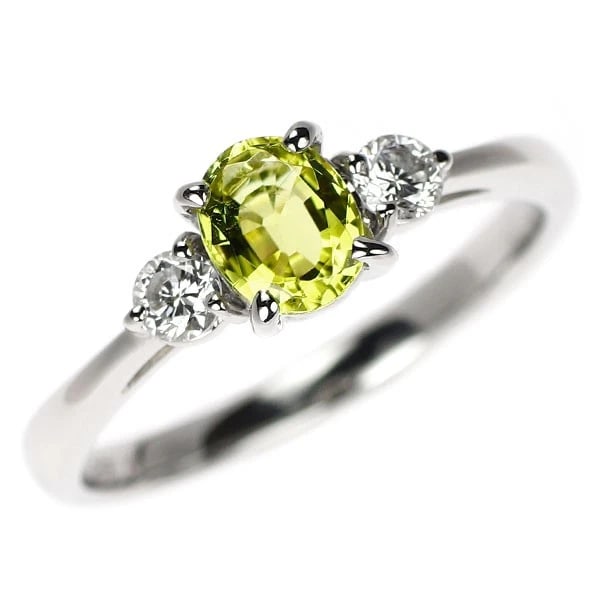PT900 CANARY YELLOW TOURMALINE DIAMOND RING: Pt900 Canary Yellow Tourmaline Diamond Ring Brand: None Type/Style: Ring Material: Pt900, Main Stone Natural/Tourmaline Color: None Size: 5.5 - 5.75 US Accessories: None Accessories Notice: When