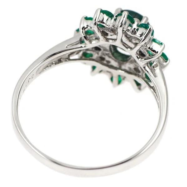 PT900 TRAPICHE EMERALD DIAMOND RING - 2
