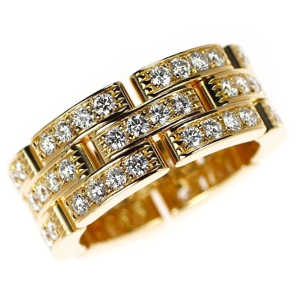 CARTIER K18YG DIAMOND RING MAILLON PANTHERE FULL DIAMOND: Cartier K18YG Diamond Ring Maillon Panthere Full Diamond Brand: Cartier Type/Style: Ring Material: K18YG, Main Stone Natural Color: YG Size: 4.75 - 5 US Accessories: None Accessories Notice: When