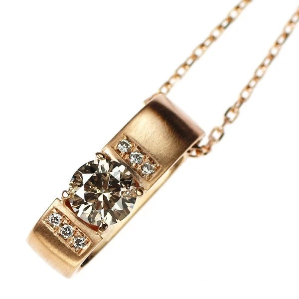 K18PG DIAMOND PENDANT NECKLACE: K18PG Diamond Pendant Necklace Brand: None Type/Style: pendant necklace Material: K18PG, Main Stone Natural Color: PG Size: Chain Length 45.5cm Accessories: None Accessories Notice: When purchasing