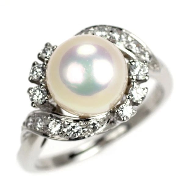 MIKIMOTO PT900 AKOYA PEARL DIAMOND RING: Mikimoto Pt900 Akoya Pearl Diamond Ring Brand: Mikimoto Type/Style: Ring Material: Pt900, Main Stone Natural Color: Pt Size: 5.25 US Accessories: None Accessories Notice: When purchasing pre-owned