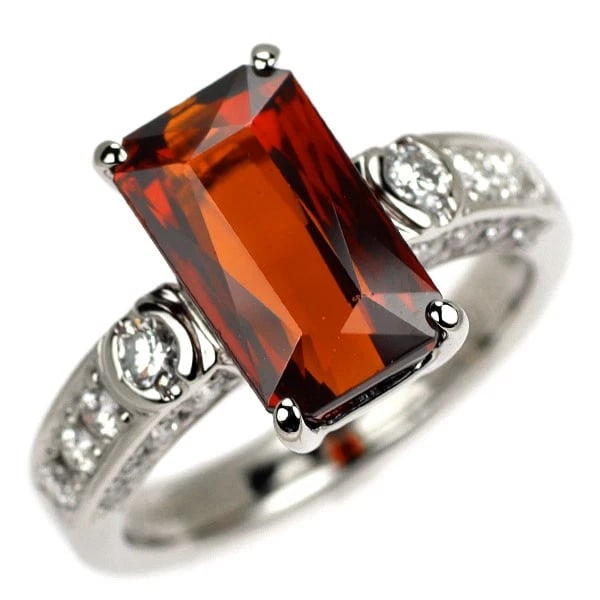 PT900 SPESSARTITE GARNET DIAMOND RING (1 of 3)